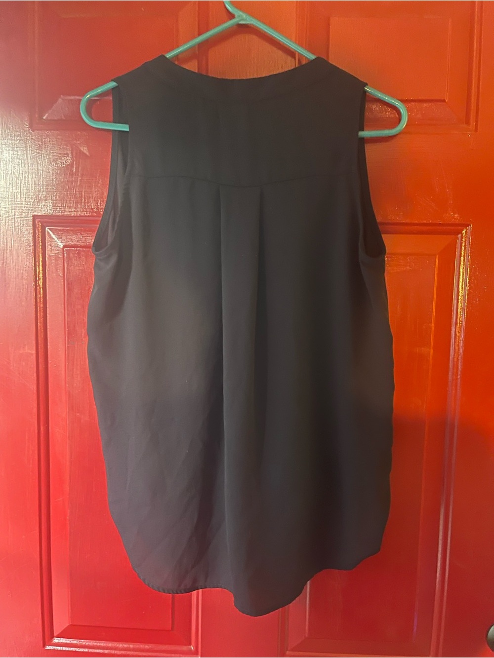 Sleeveless V-Neck Blue Women's Blouse - Picture 3 of 4